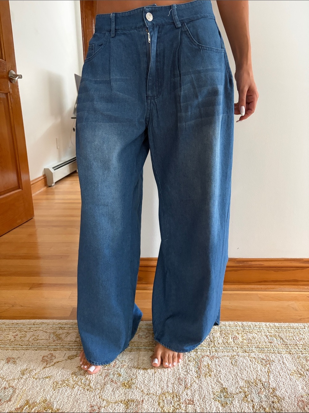 Loose Wide-Leg Dark Indigo Denim Pants